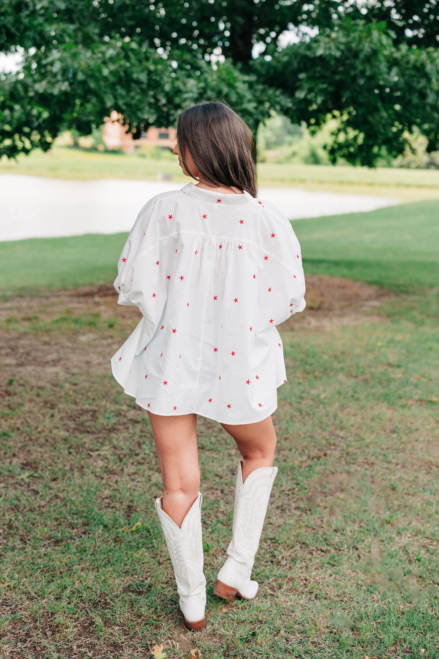 Star Spangled Button Down Top