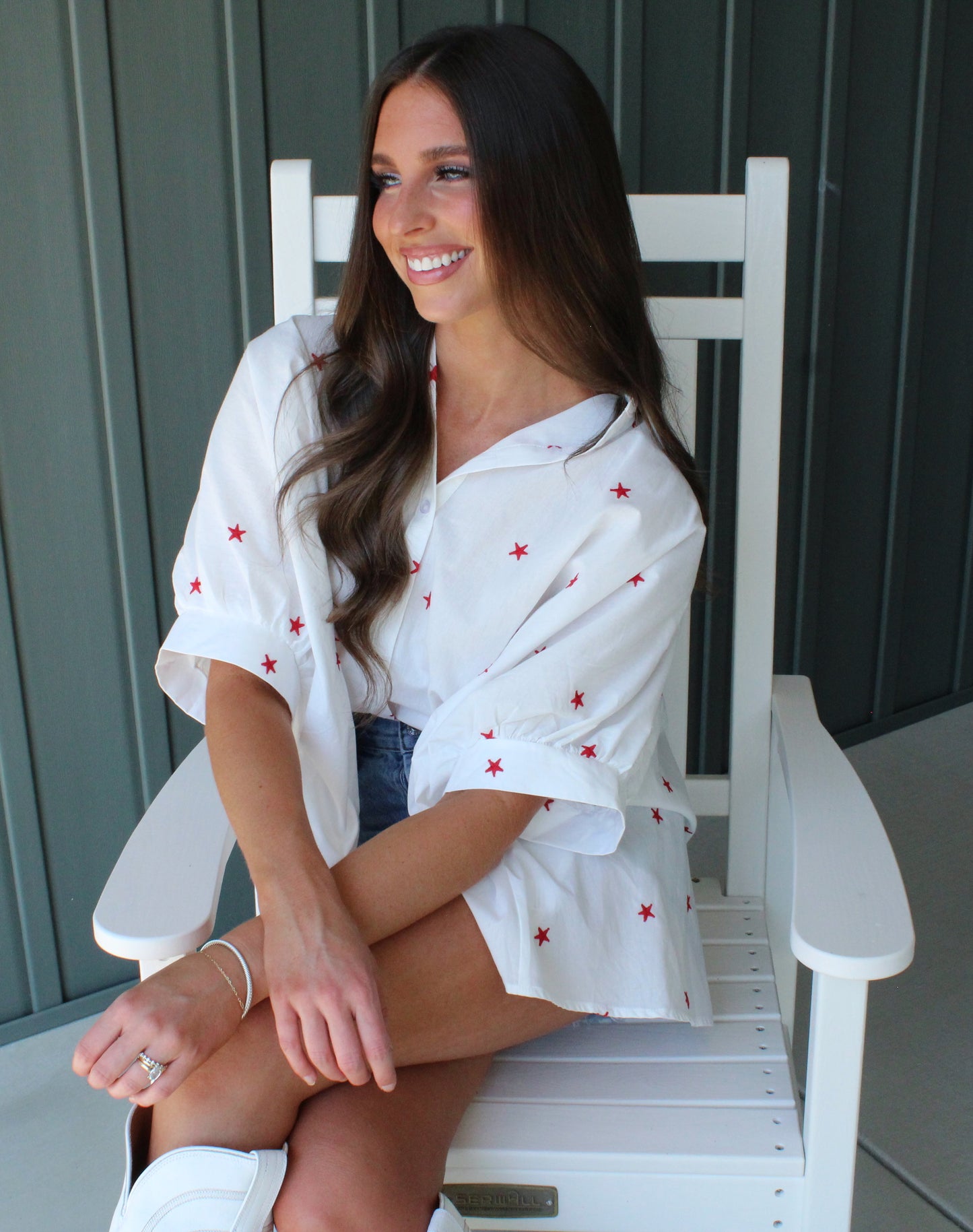 Star Spangled Button Down Top