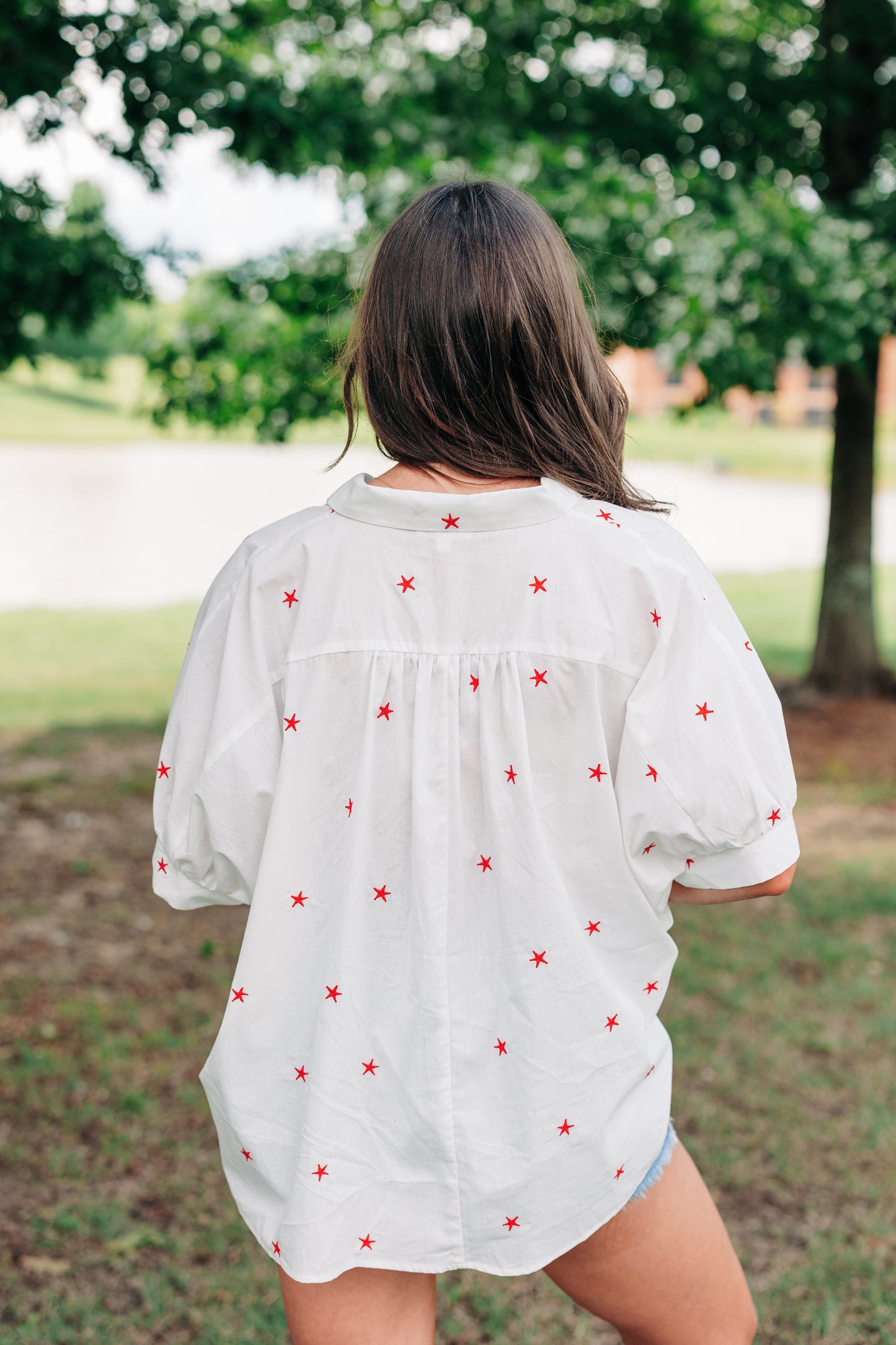Star Spangled Button Down Top
