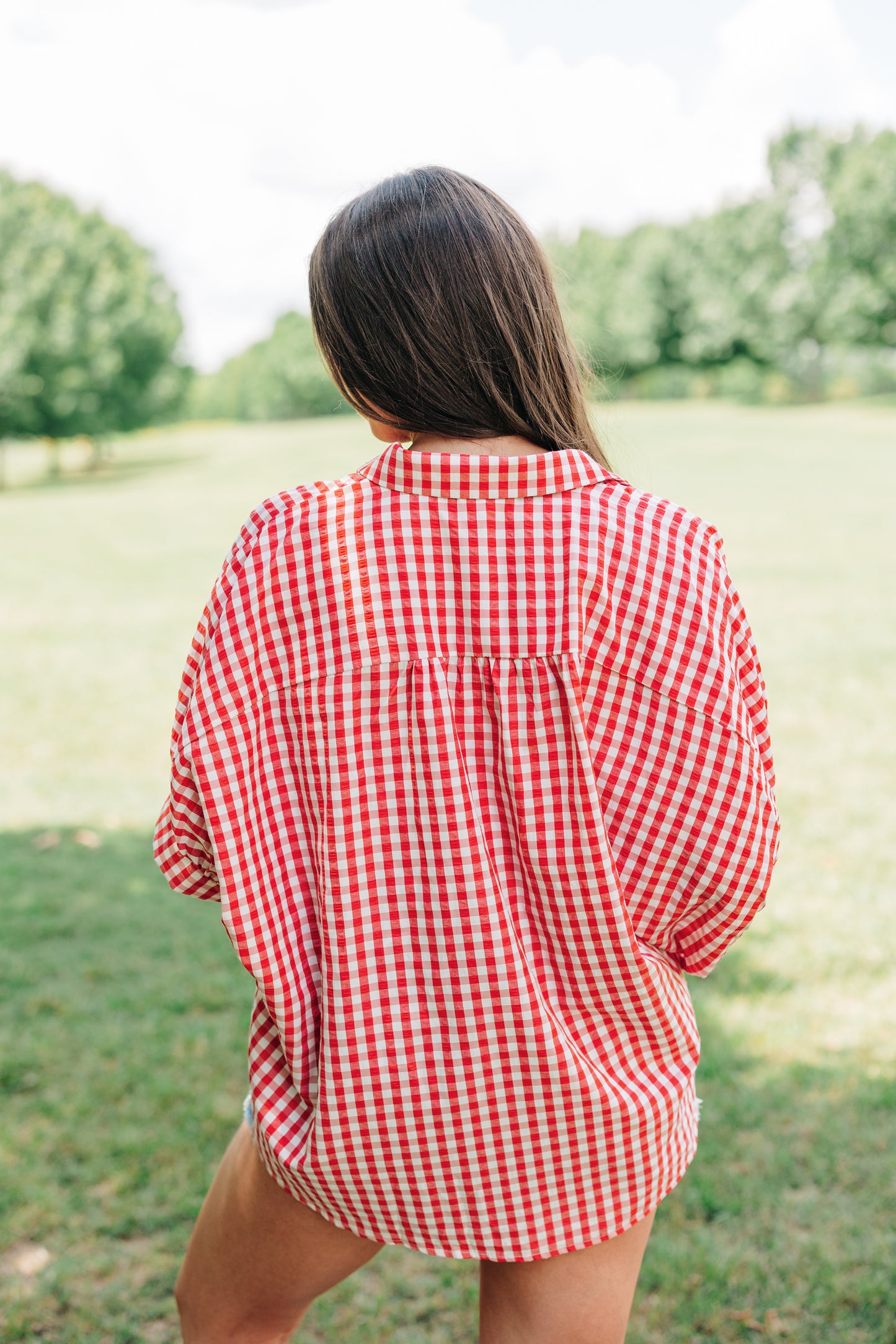 Gingham Button Down - Red