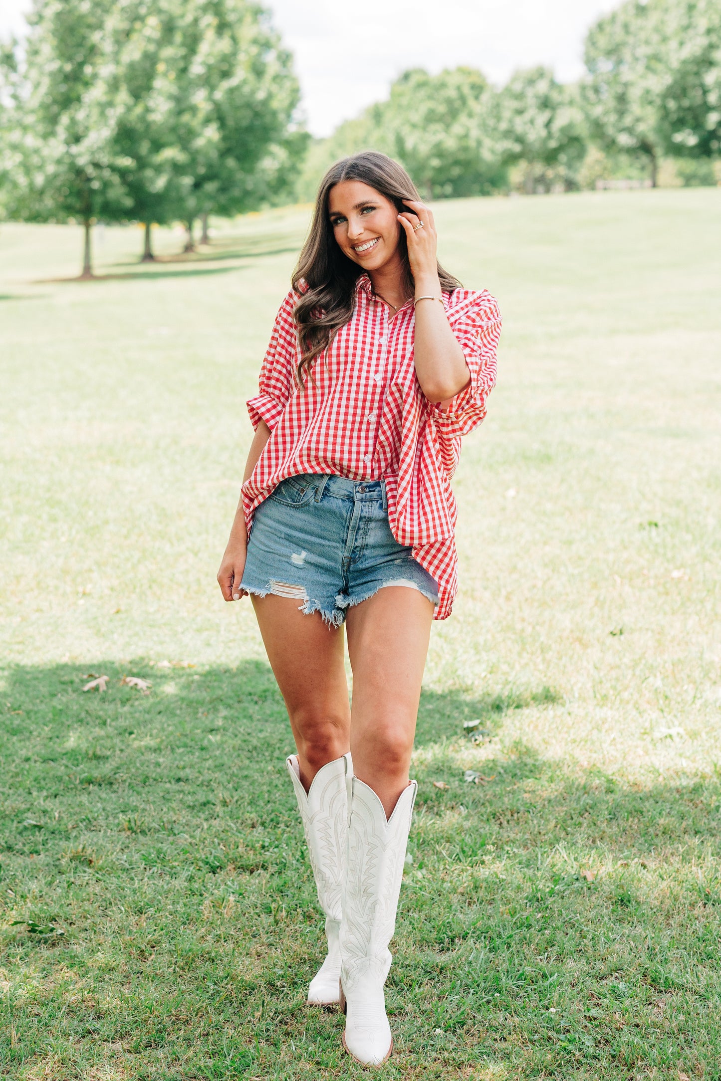 Gingham Button Down - Red
