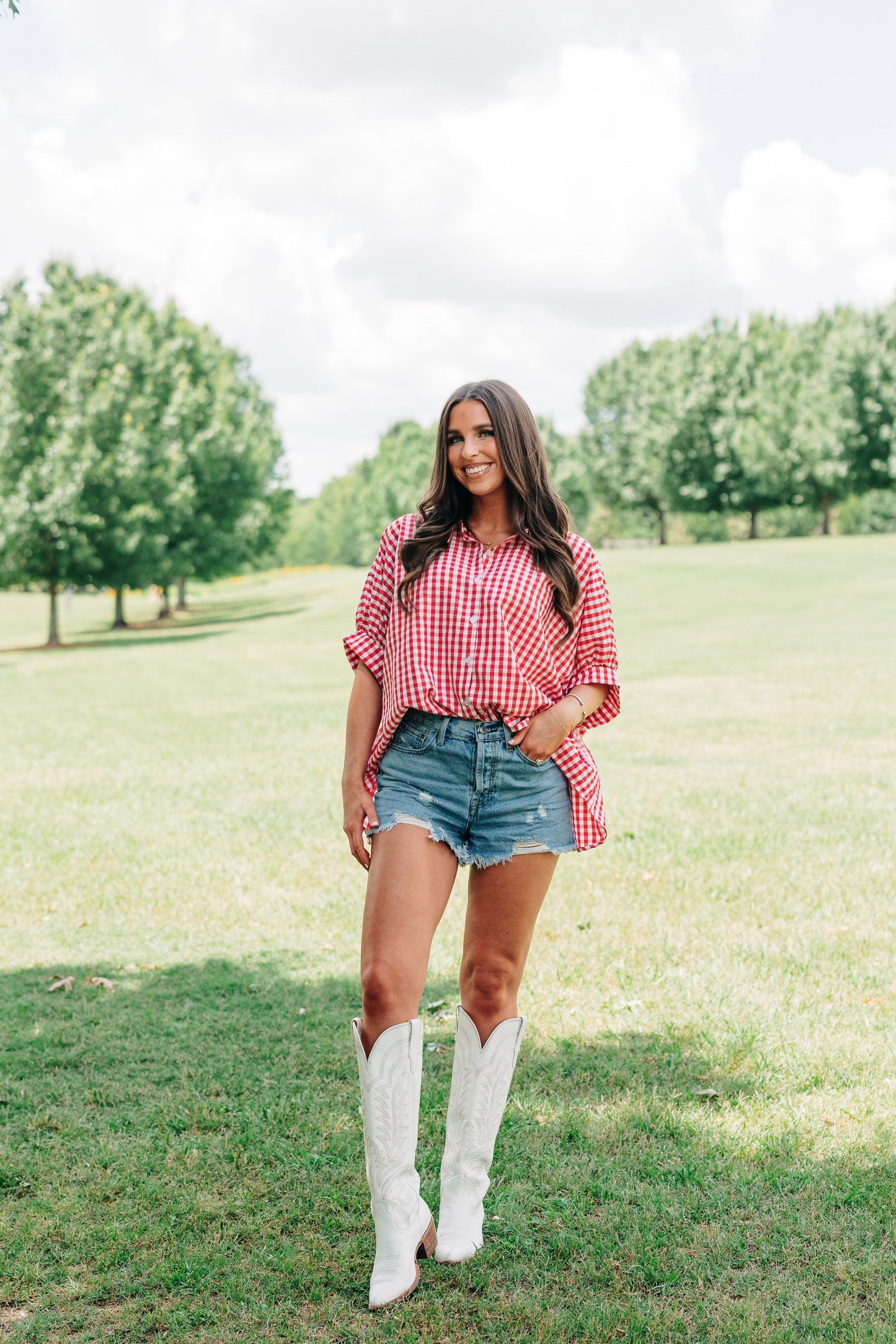 Gingham Button Down - Red