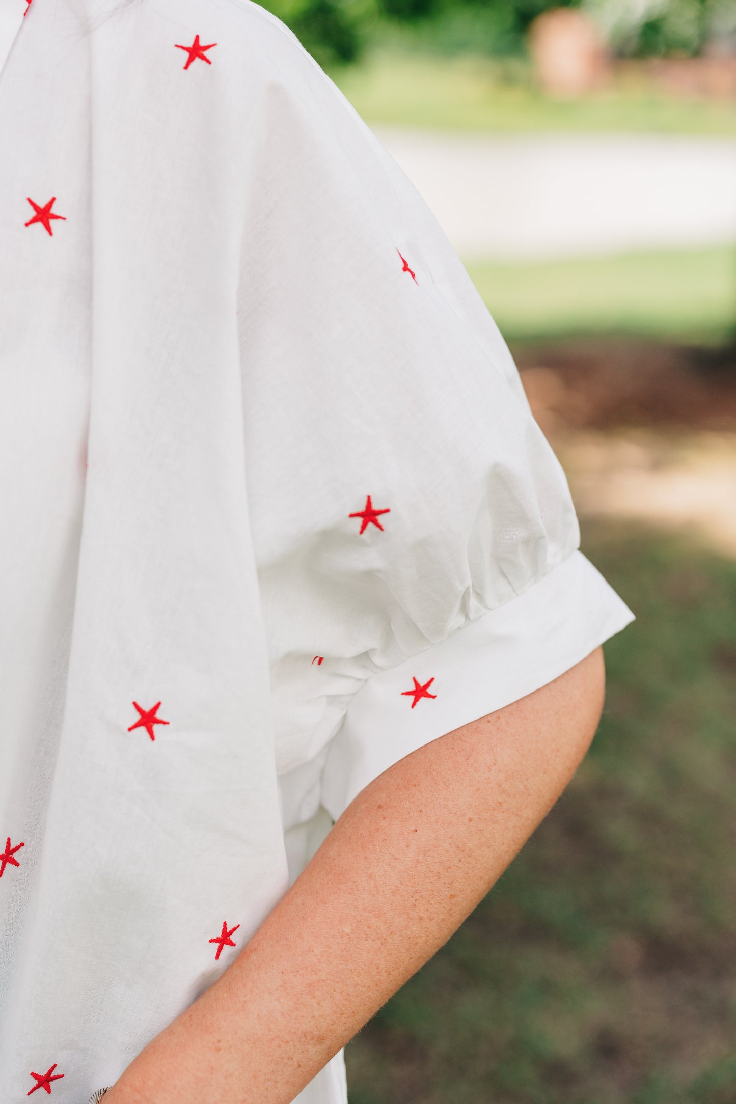 Star Spangled Button Down Top