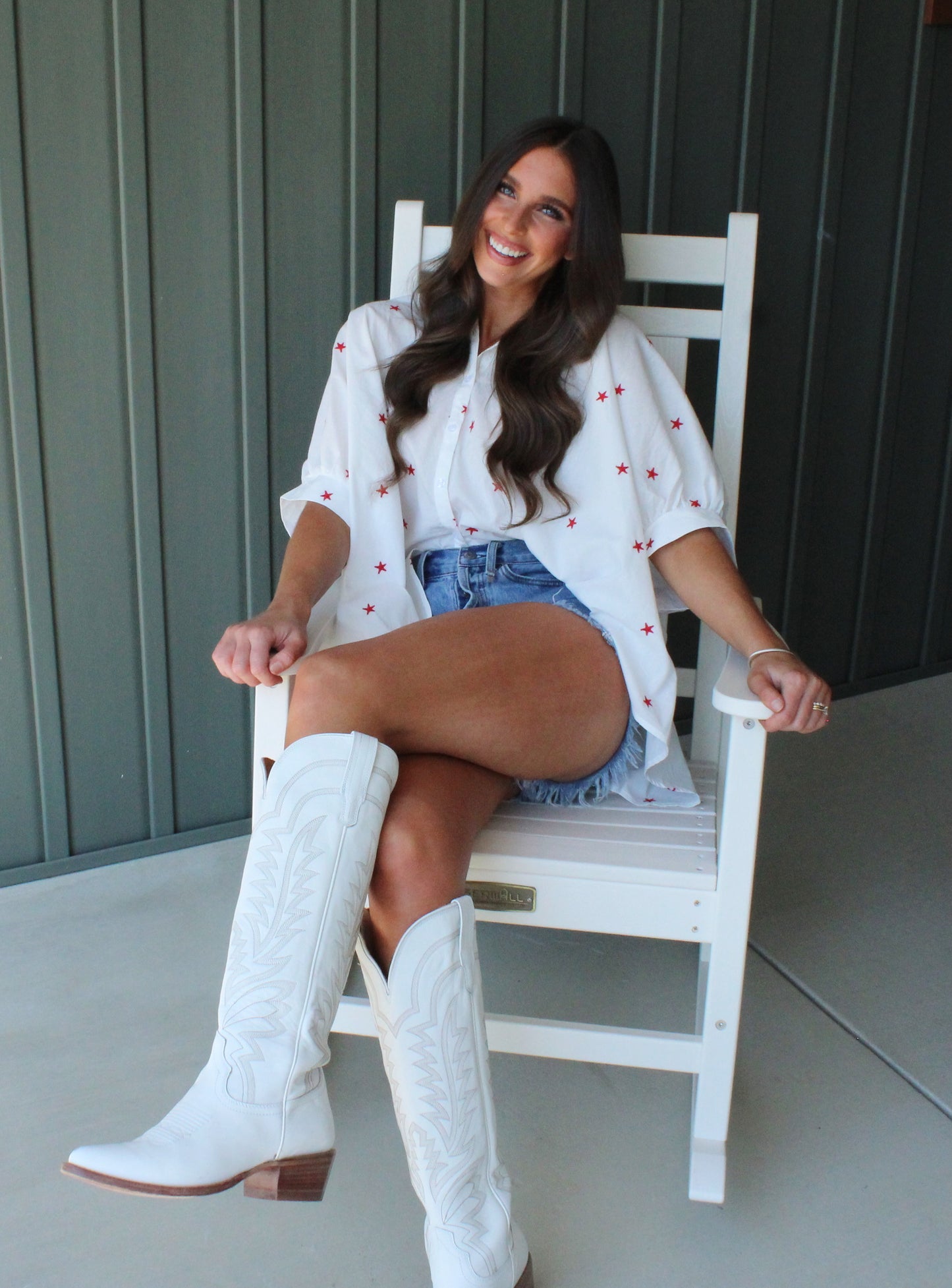 Star Spangled Button Down Top