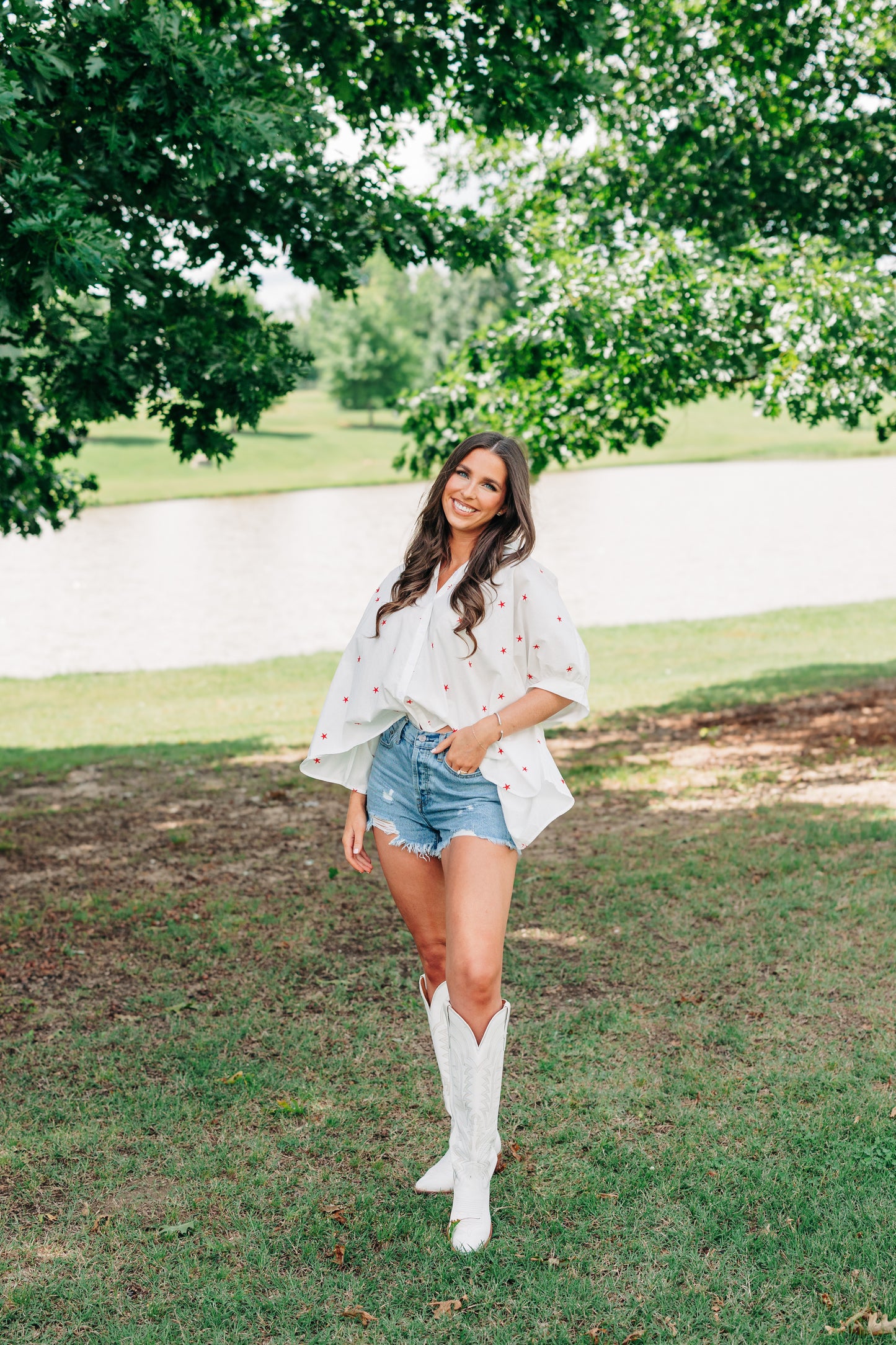 Star Spangled Button Down Top