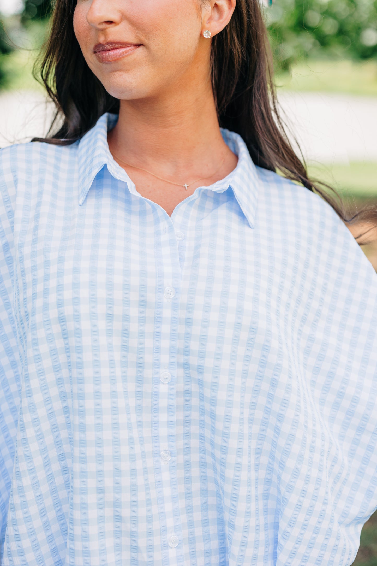 Gingham Button Down - Light Blue