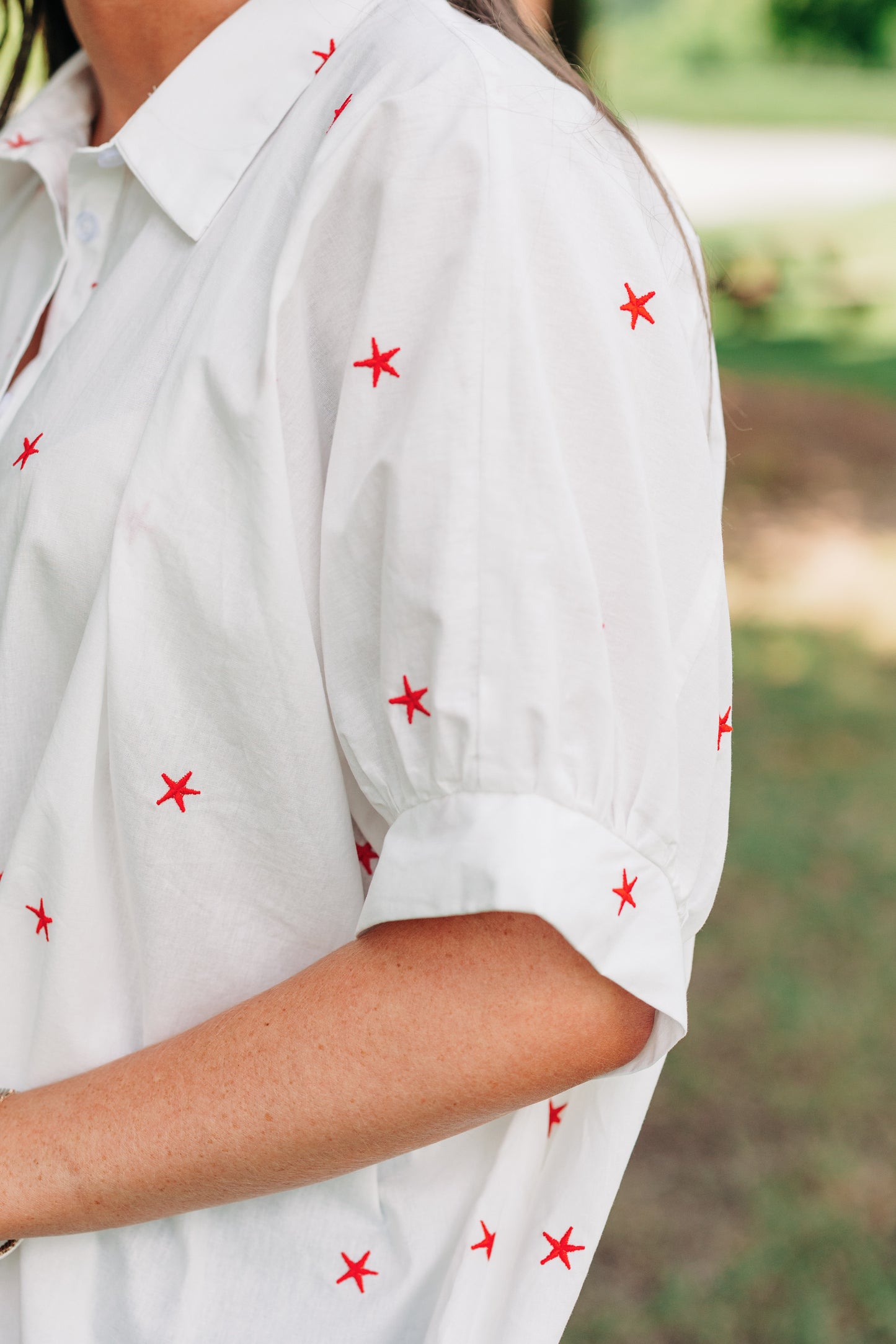 Star Spangled Button Down Top