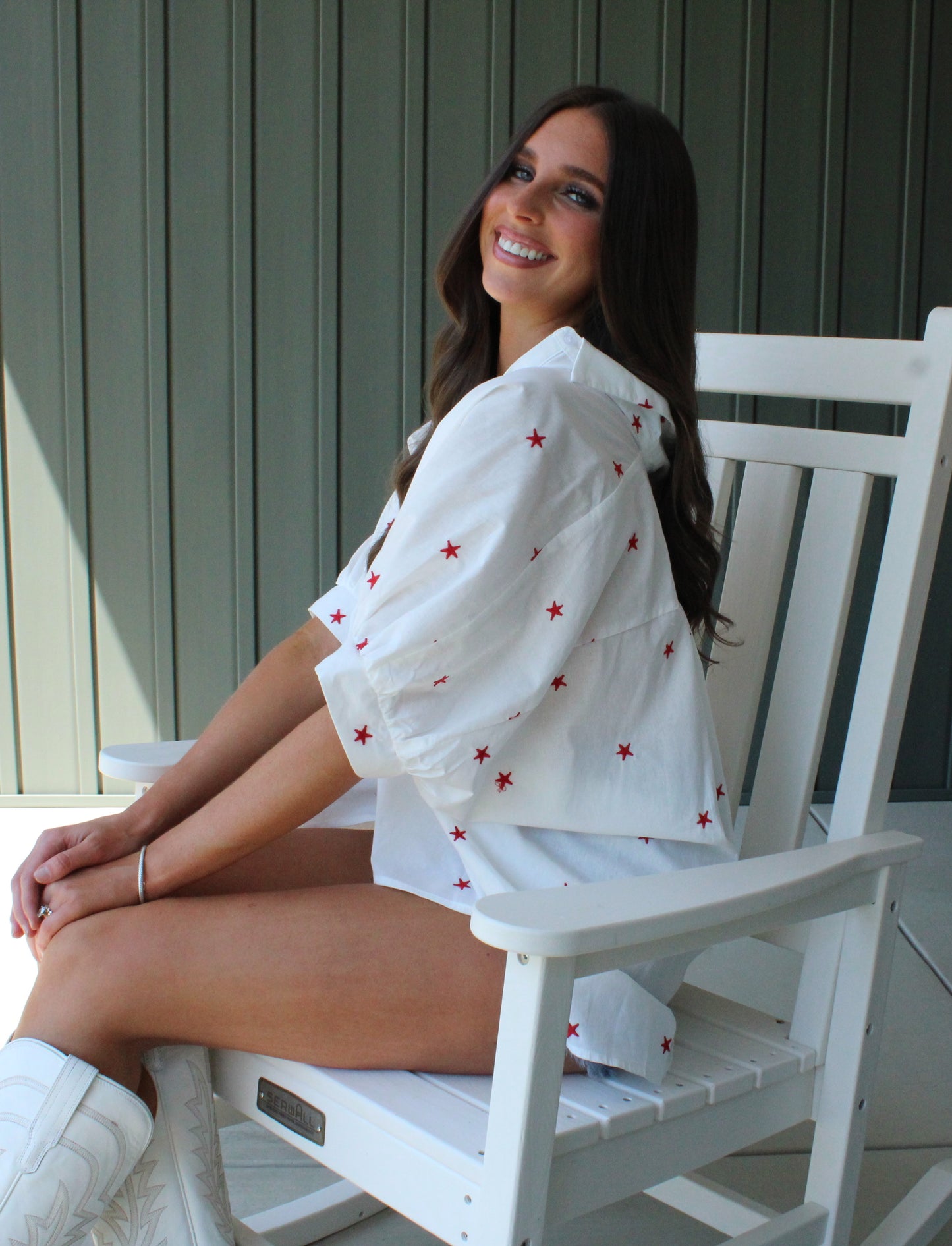 Star Spangled Button Down Top