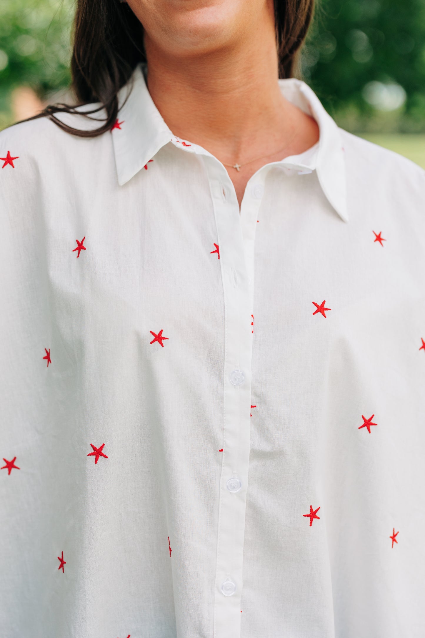 Star Spangled Button Down Top