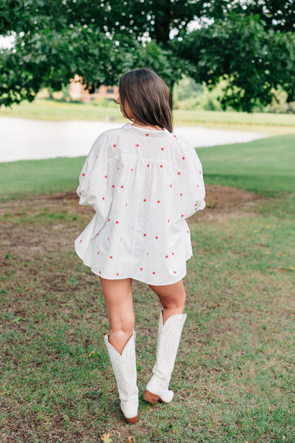 Star Spangled Button Down Top