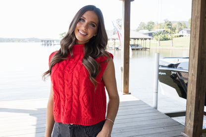 Red Cable Sweater