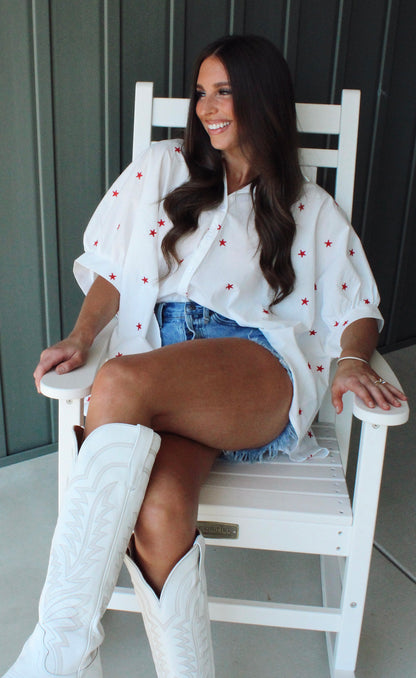 Star Spangled Button Down Top