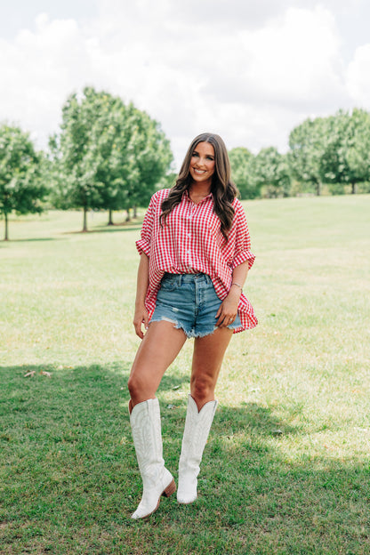 Gingham Button Down - Red