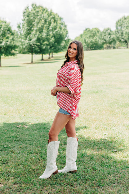 Gingham Button Down - Red