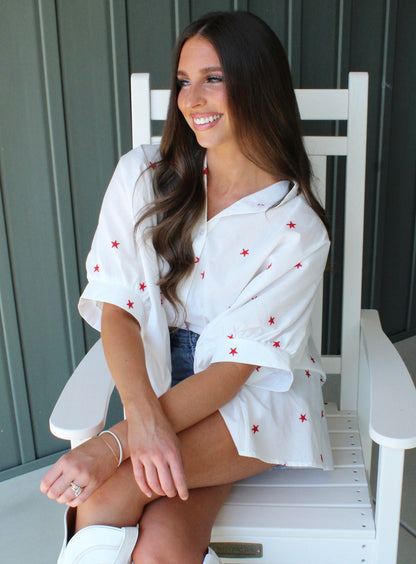 Star Spangled Button Down Top