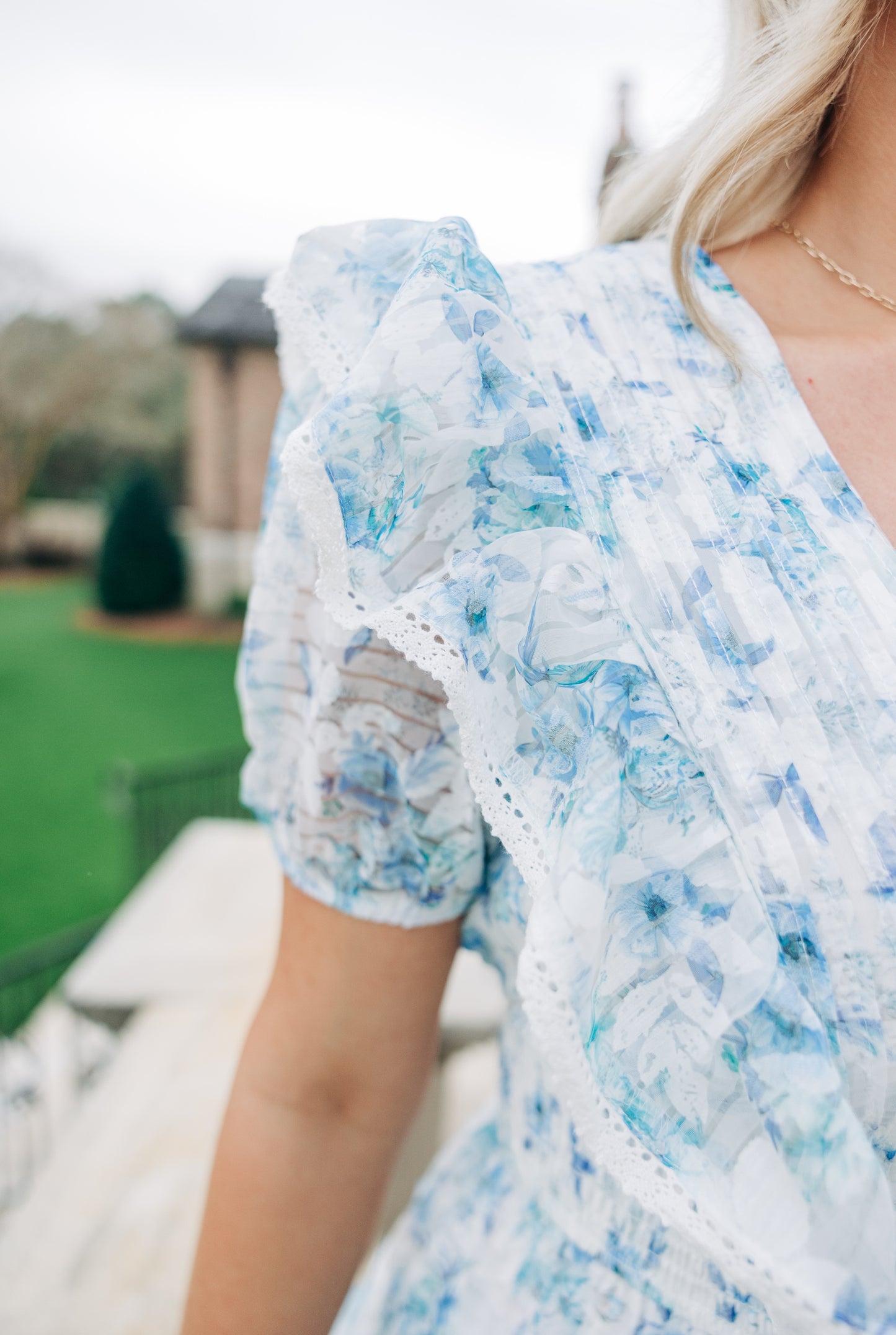 In Bloom Dress (Blue + White)