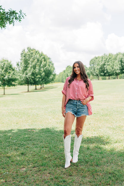 Gingham Button Down - Red