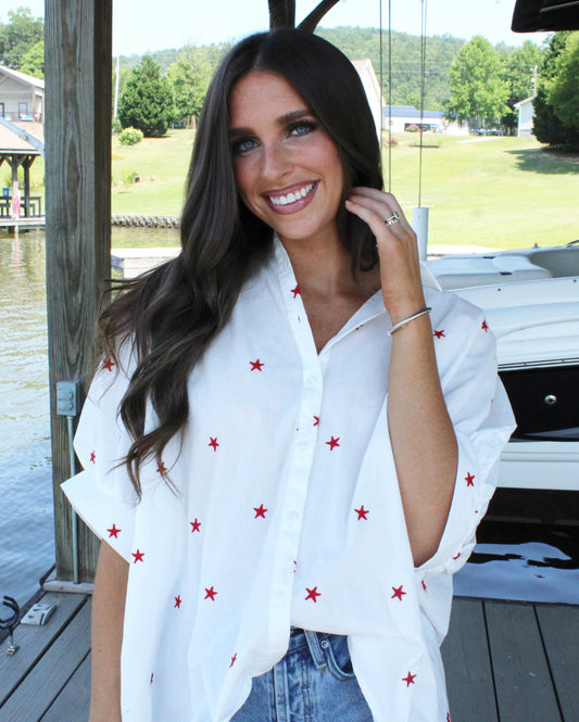 Star Spangled Button Down Top