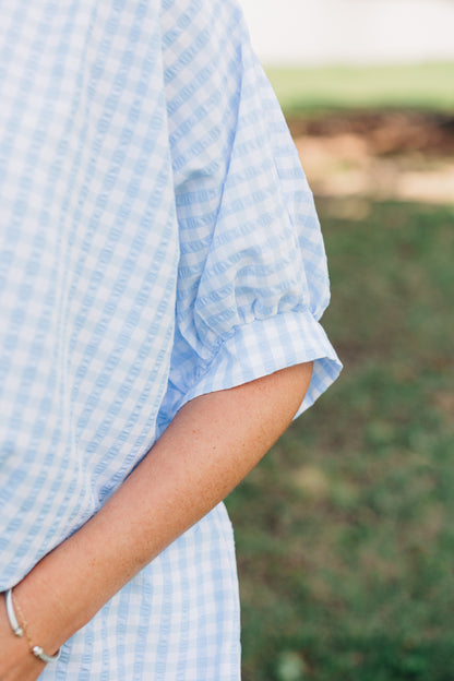 Gingham Button Down - Light Blue