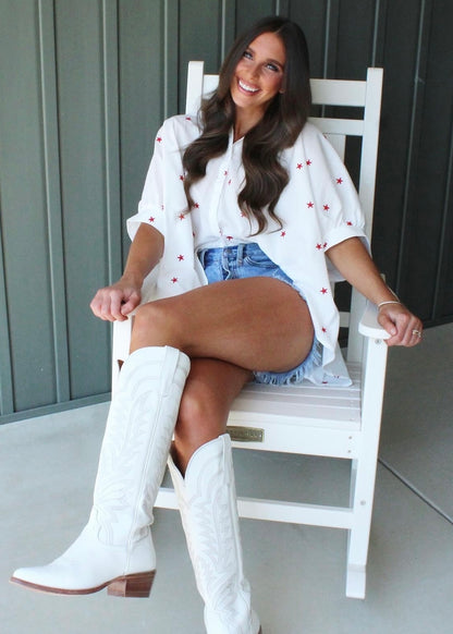 Star Spangled Button Down Top