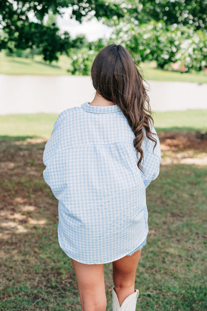 Gingham Button Down - Light Blue