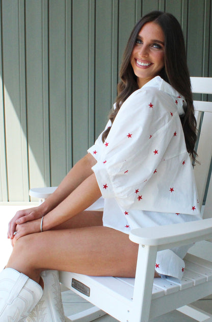 Star Spangled Button Down Top