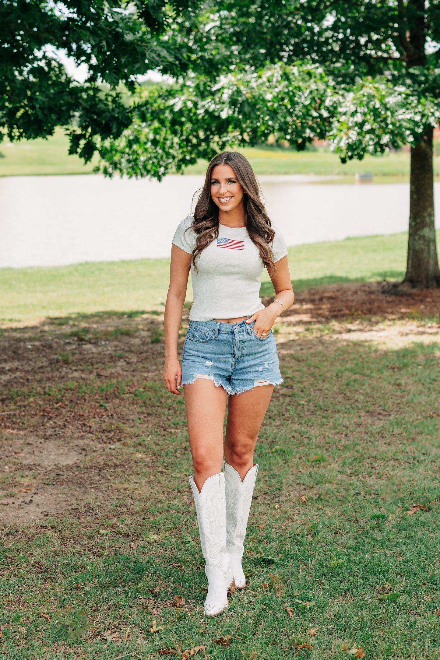 American Flag Tee - Melange
