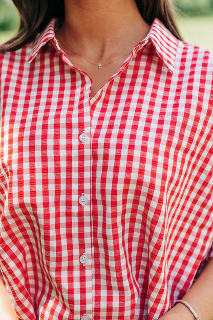 Gingham Button Down - Red