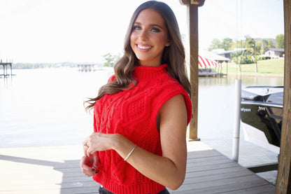 Red Cable Sweater