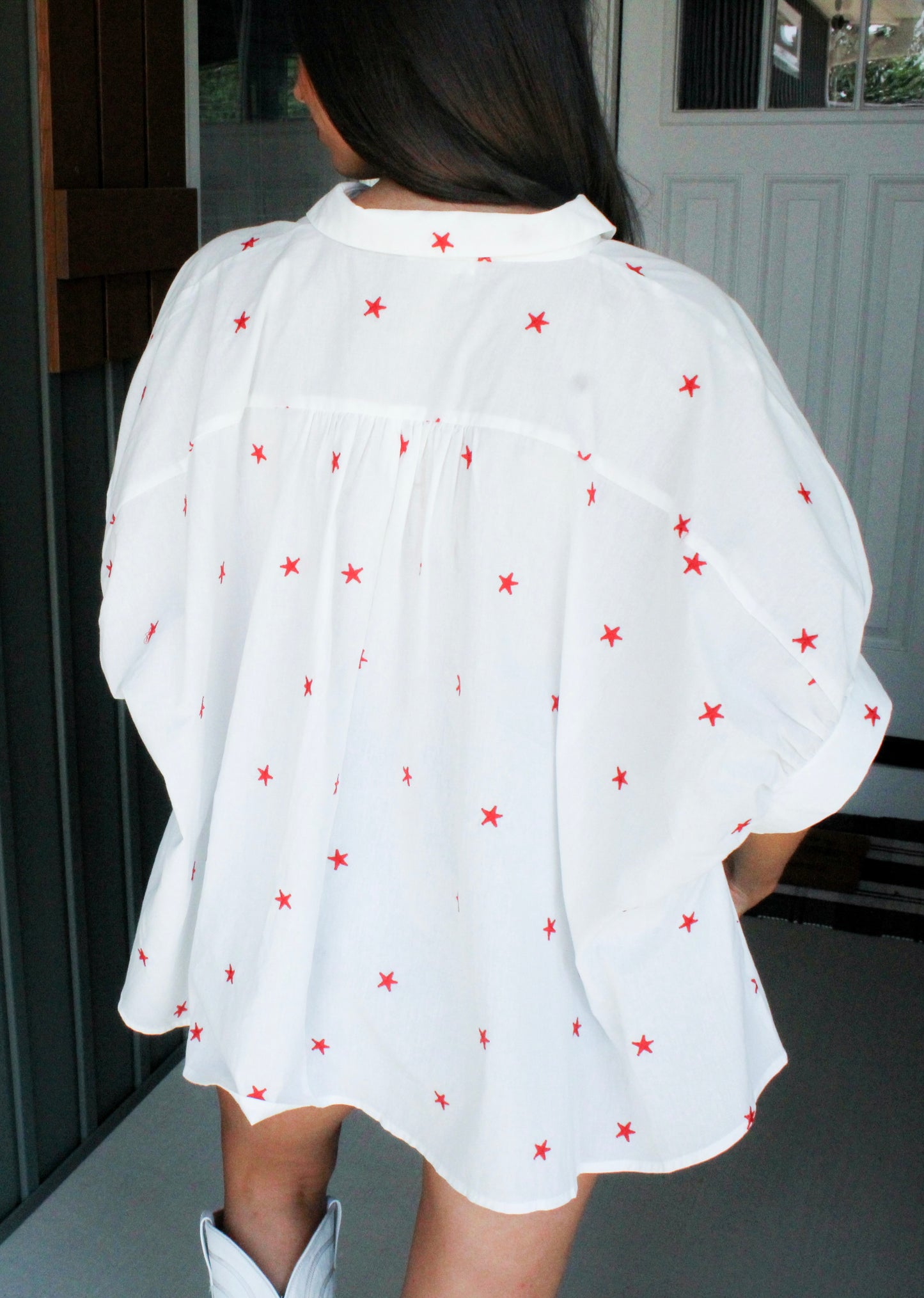 Star Spangled Button Down Top