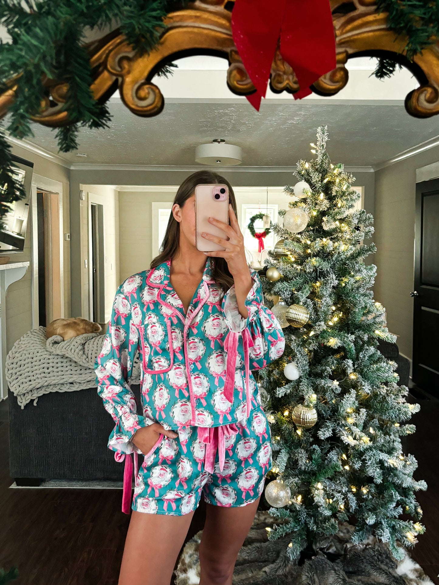 Teal Santa Pajamas