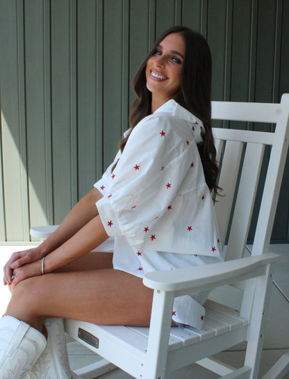 Star Spangled Button Down Top